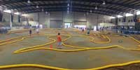 R/C Rally dirt track lined in yellow tubing